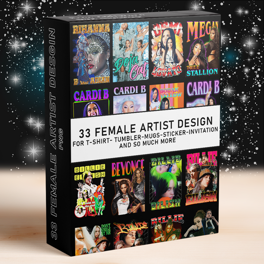 33 Female Artist PNG Bundle, T-shirt Design Bundle