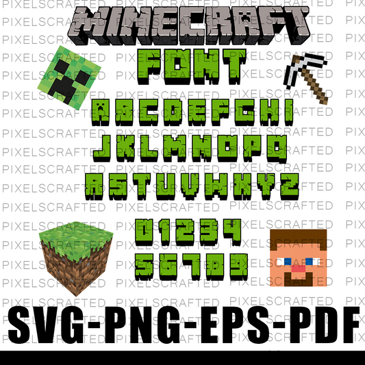 Minecraft Font SVG, Minecraft Alphabet, Minecraft Letters