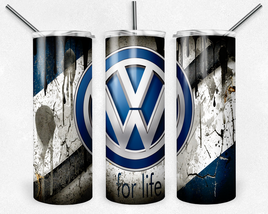Volkswagen Brands 20oz Sublimation Tumbler Designs, Volkswagen Logo Straight Skinny Tumbler Wrap PNG