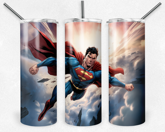 Superman 20oz Sublimation Tumbler Designs, Superhero Straight Skinny Tumbler Wrap PNG