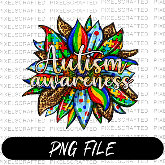 Autism Flower PNG Sublimation Design, Autism Awareness PNG