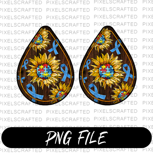 Autism Teardrop Earrings PNG Sublimation Design, Autism Awareness PNG