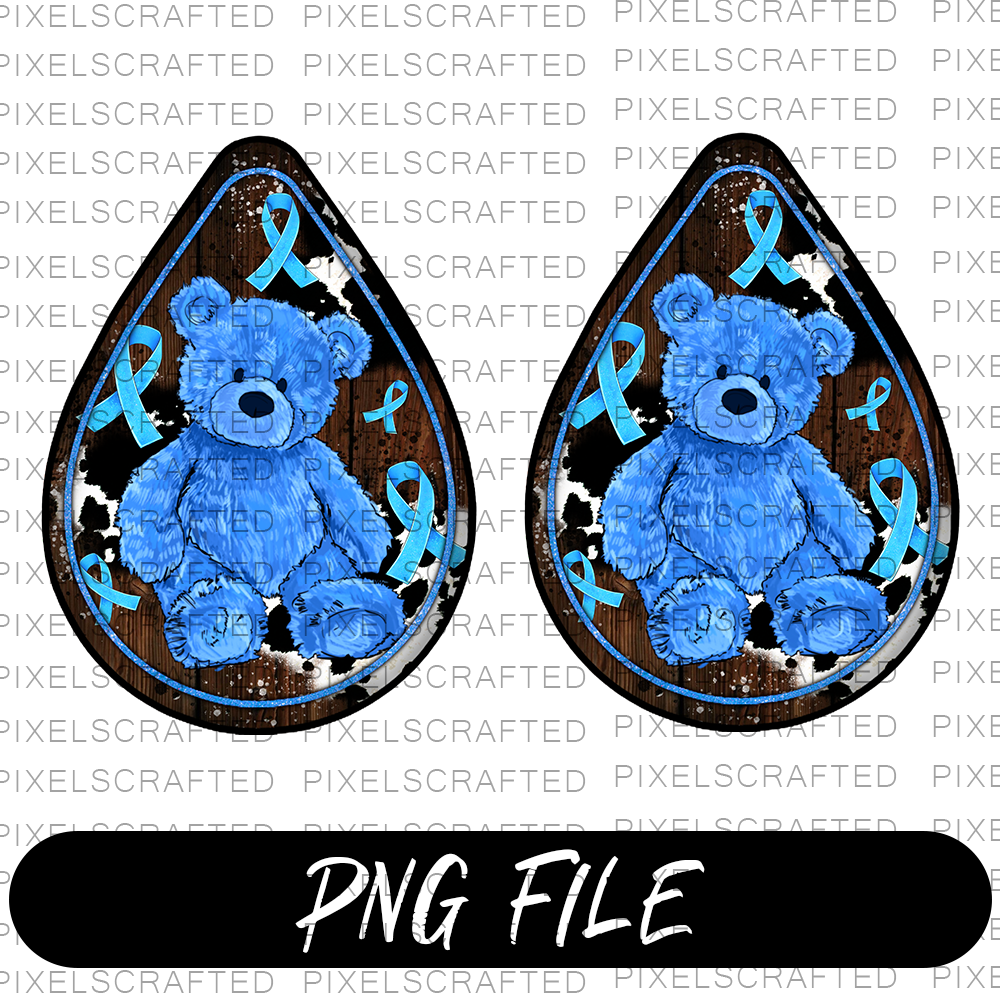 Autism Teardrop Earrings PNG Sublimation Design, Autism Awareness PNG