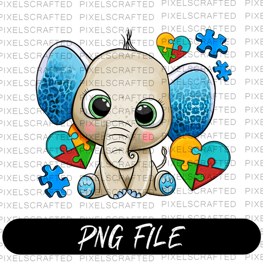 Autism Elephant PNG Sublimation Design, Autism Awareness PNG