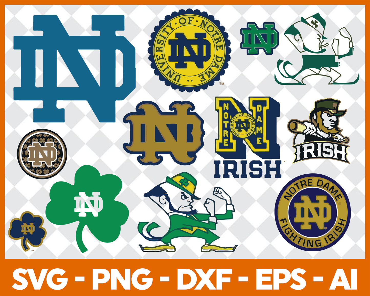 Notre Dame Fighting irish SVG Bundle, Notre Dame Fighting irish Cut file, Clipart, American Football SVG Bundle