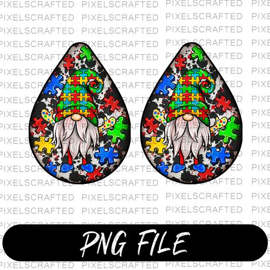 Autism Teardrop Earrings PNG Sublimation Design, Autism Awareness PNG