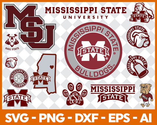 Mississippi State Bulldogs SVG Bundle, Mississippi State Bulldogs Cut file, Clipart, American Football SVG Bundle