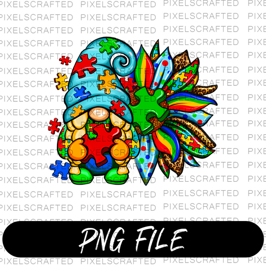 Autism Gnome PNG Sublimation Design, Autism Awareness PNG