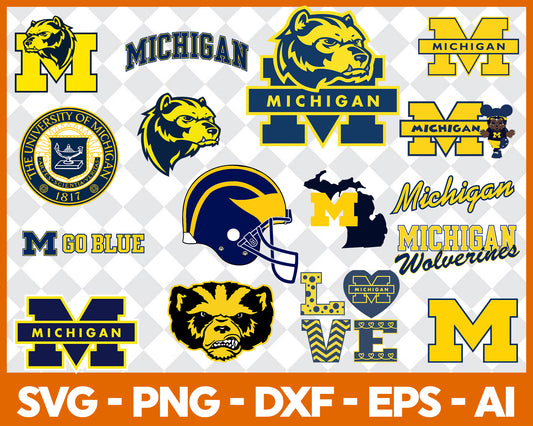 Michigan Wolverines SVG Bundle, Michigan Wolverines Cut file, Clipart, American Football SVG Bundle