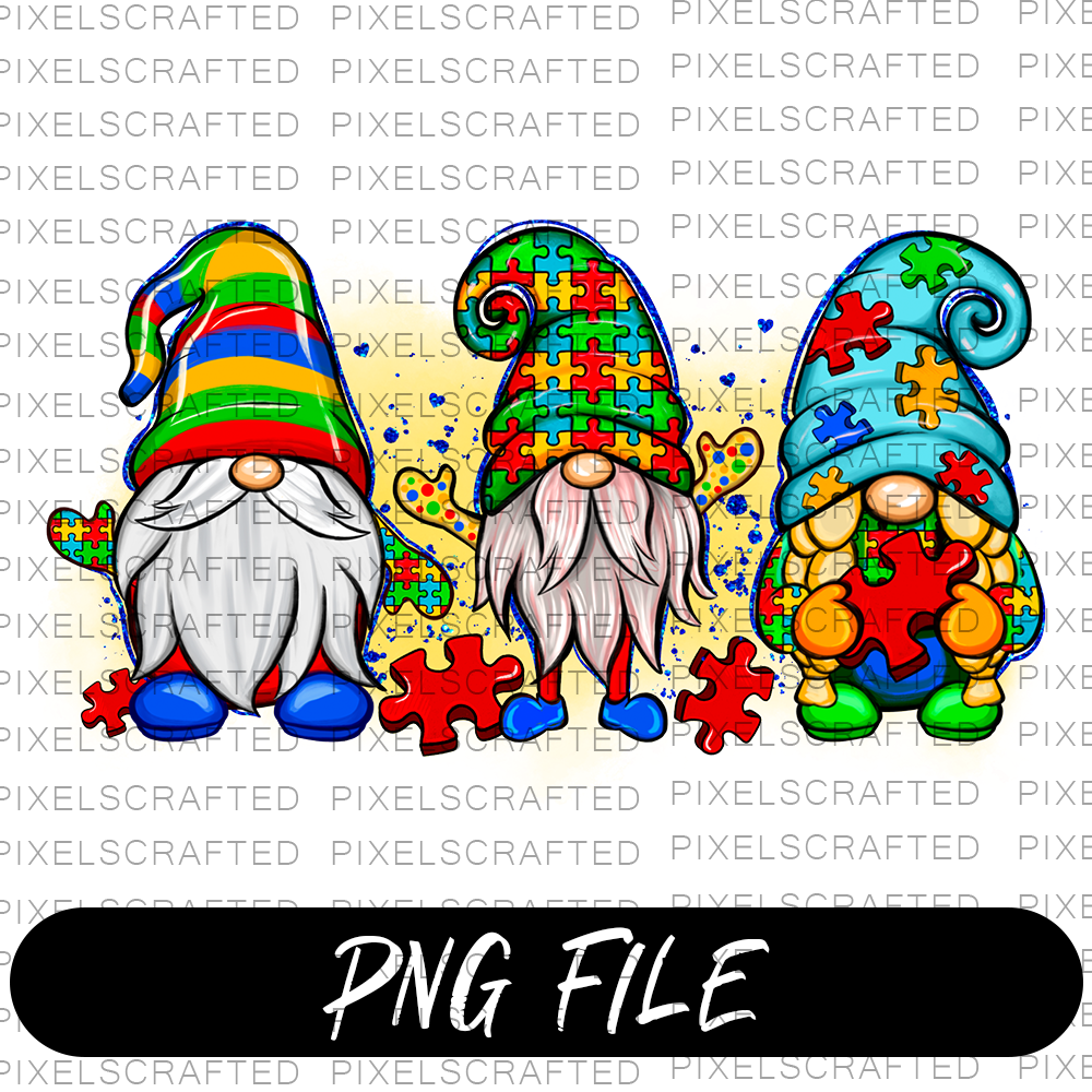 Autism Gnomes PNG Sublimation Design, Autism Awareness PNG