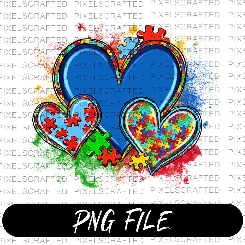 Autism Heart PNG Sublimation Design, Autism Awareness PNG