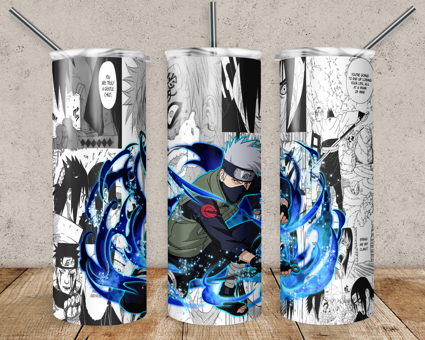 Kakashi 20oz Sublimation Tumbler Designs, Naruto Straight Skinny Tumbler Wrap PNG