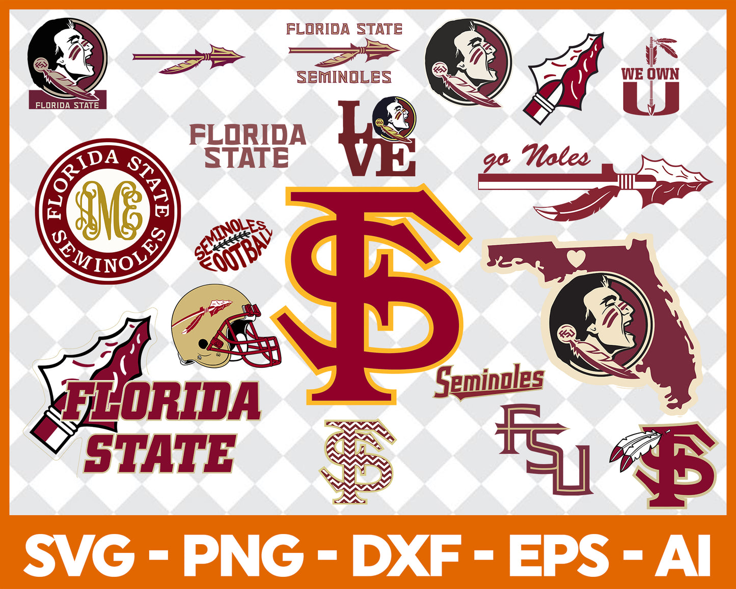 Florida State Seminoles SVG Bundle, Florida State Seminoles Cut File, Clipart, American Football SVG Bundle