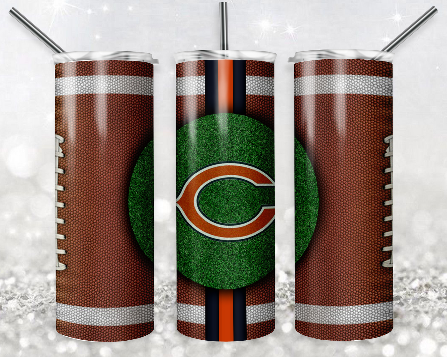 Chicago Bears 20oz Sublimation Tumbler Designs, American Football Straight Skinny Tumbler Wrap PNG