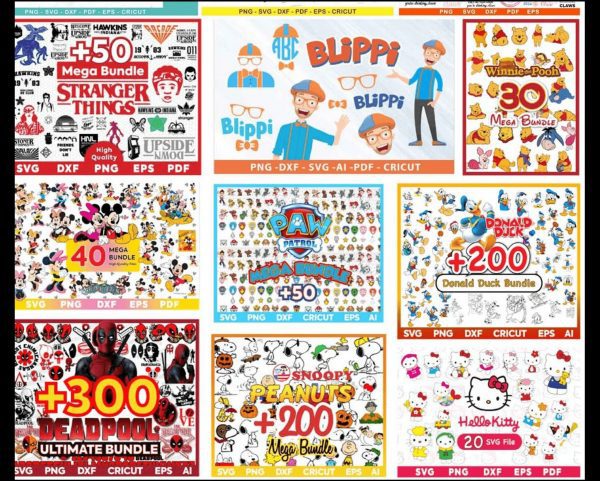 200.000+ SVG Files, Almost everything Included, Huge cartoons Svg, Unlimited fonts, SVG for Shirts collection This the best svg file 2023 + Gifts