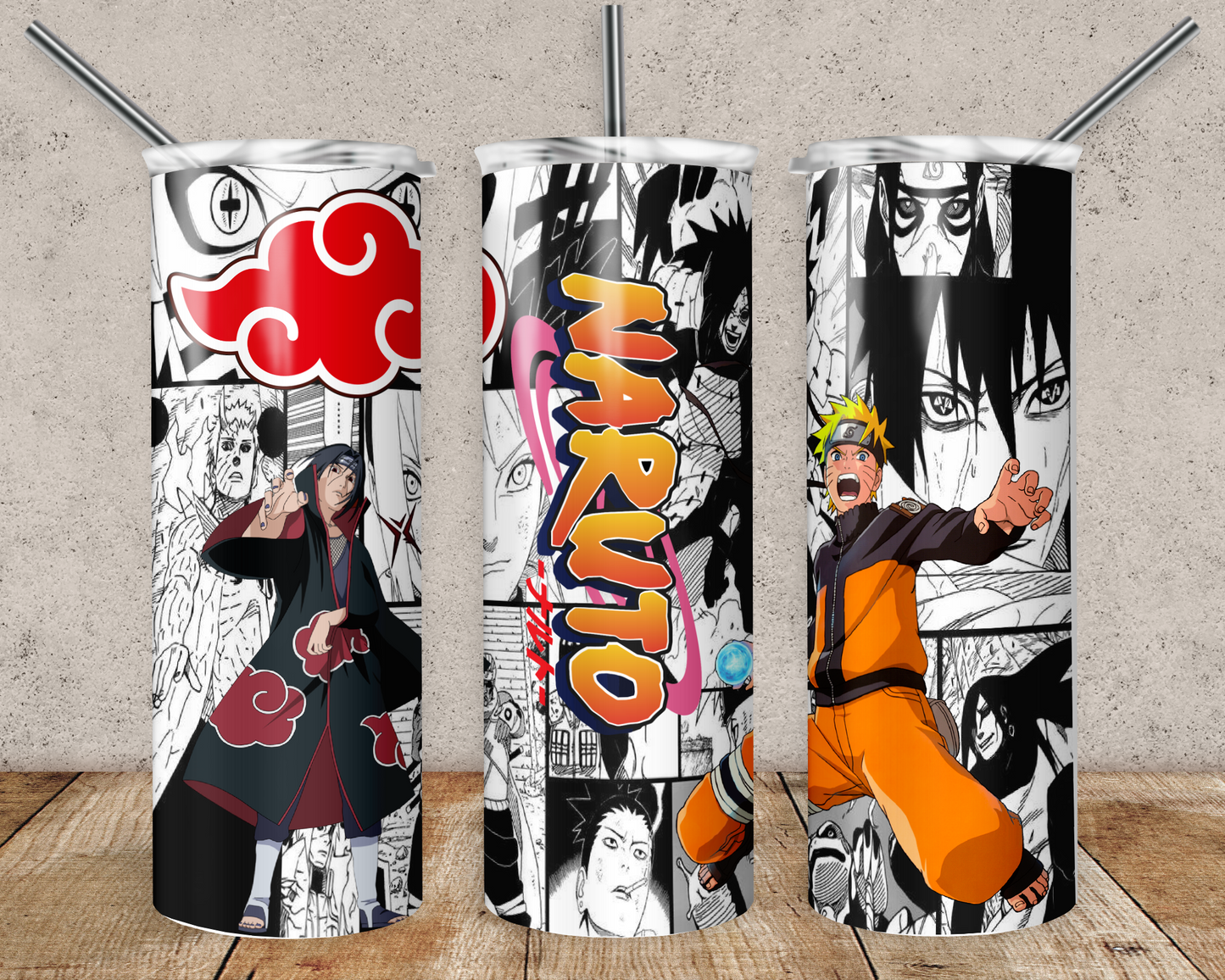 Naruto 20oz Sublimation Tumbler Designs, Anime Straight Skinny Tumbler Wrap PNG