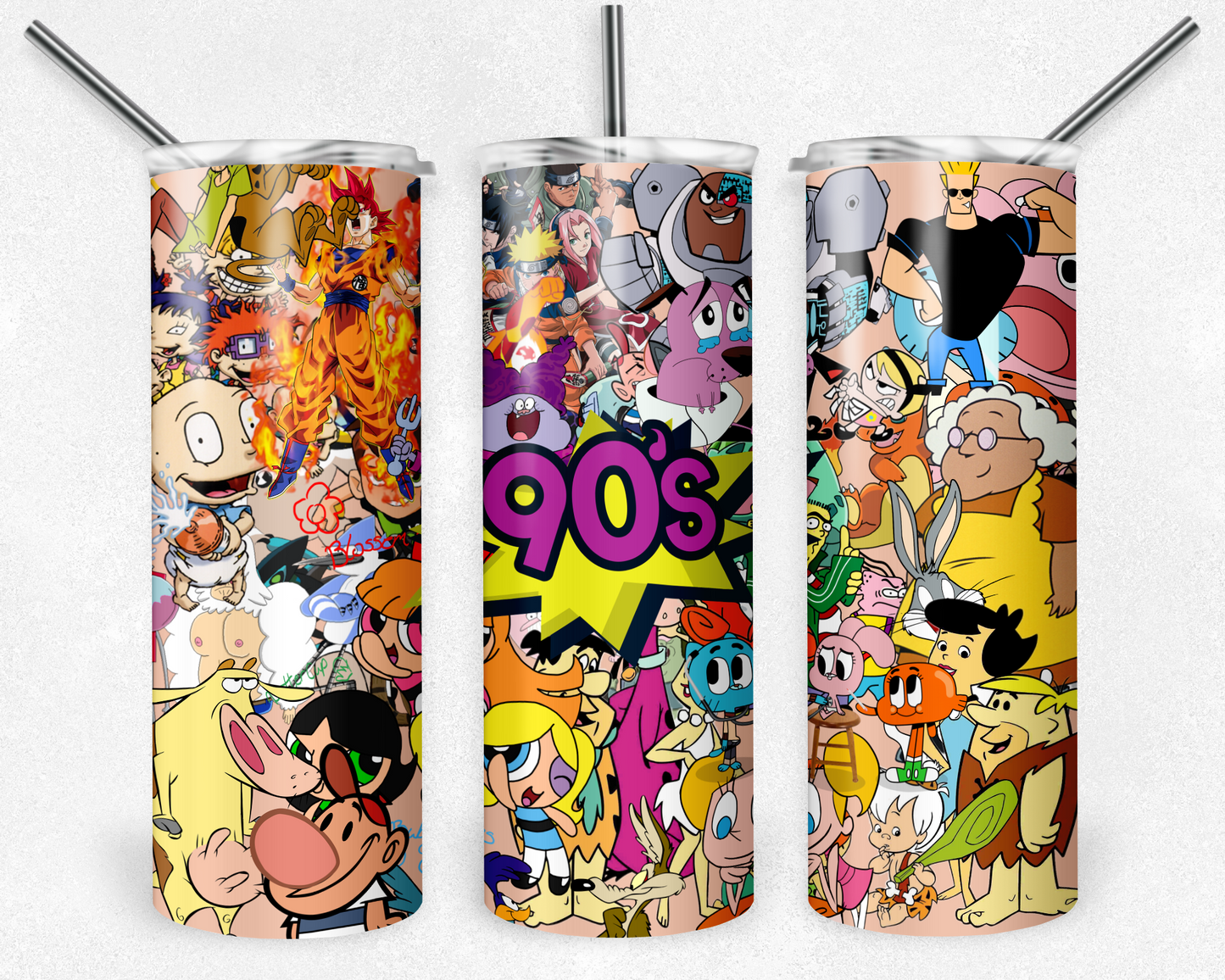 90's Cartoon 20oz Sublimation Tumbler Designs, Cartoon Straight Skinny Tumbler Wrap PNG