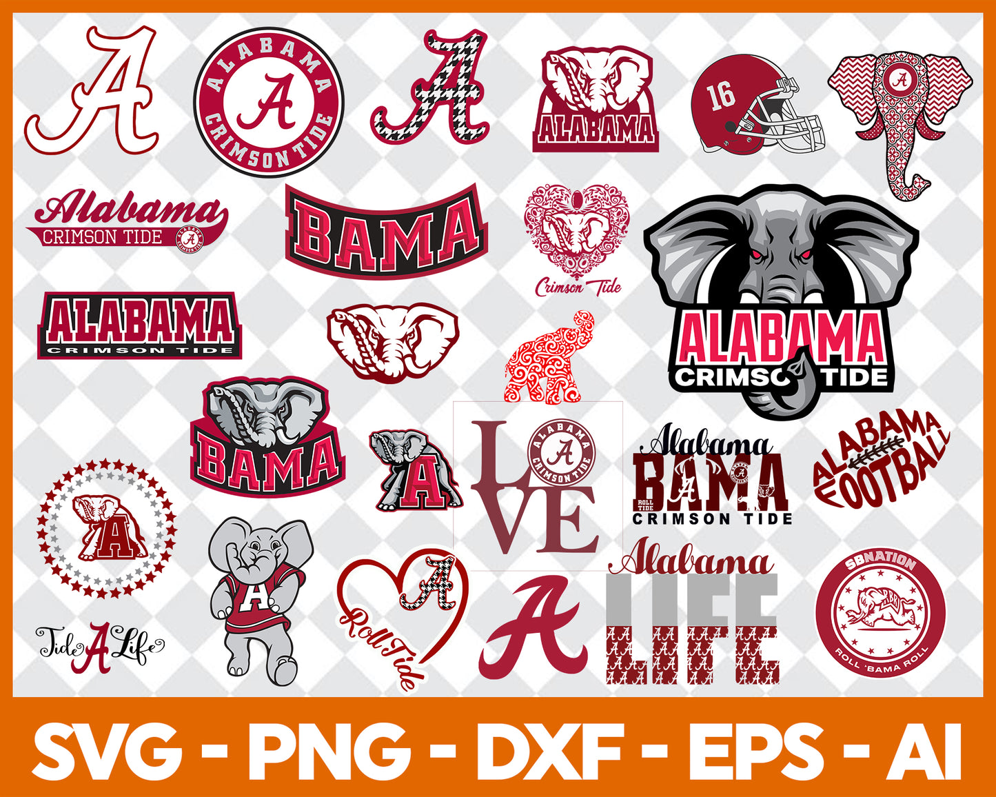 Alabama Crimson Tide SVG Bundle, Alabama Crimson Tide Cut file, Clipart, American Football SVG Bundle