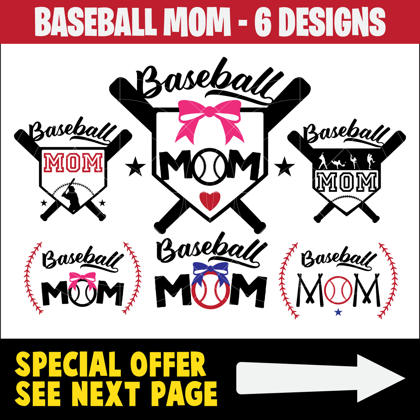 Baseball Mom SVG Bundle, Baseball Mom Cut file, Clipart, Sports Mom SVg Bundle