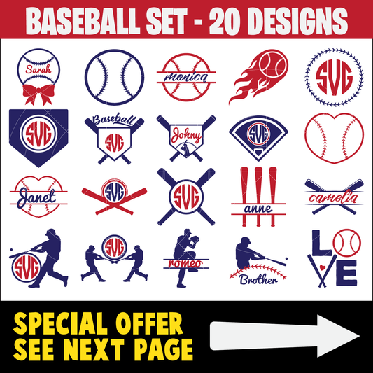 Baseball SVG Bundle, Baseball Cut file, Baseball Clipart, Sports Bundle SVG