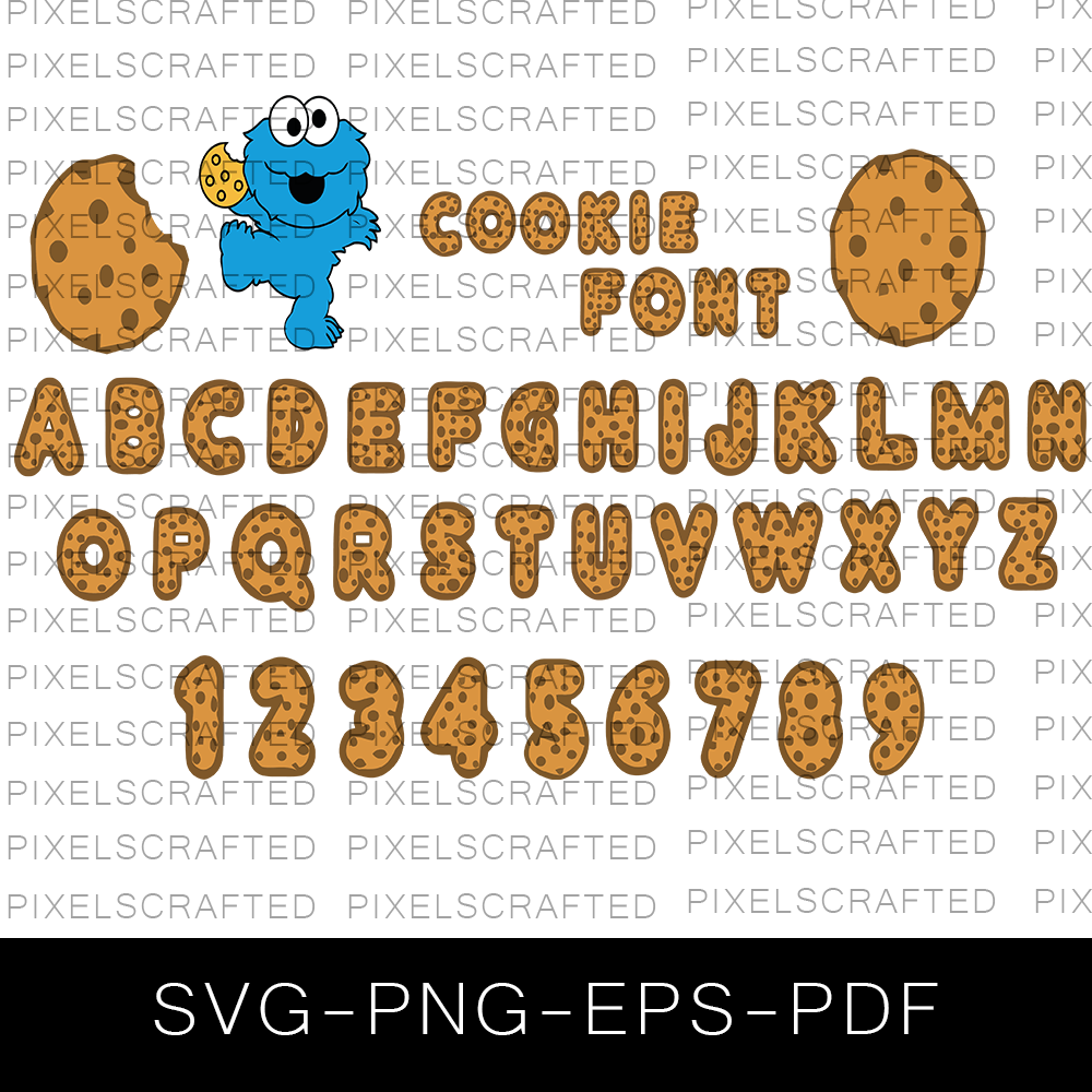 Cookie Monster Font SVG Bundle, Cookie Monster Alphabet, Letters, Cookie Monster SVG Bundle