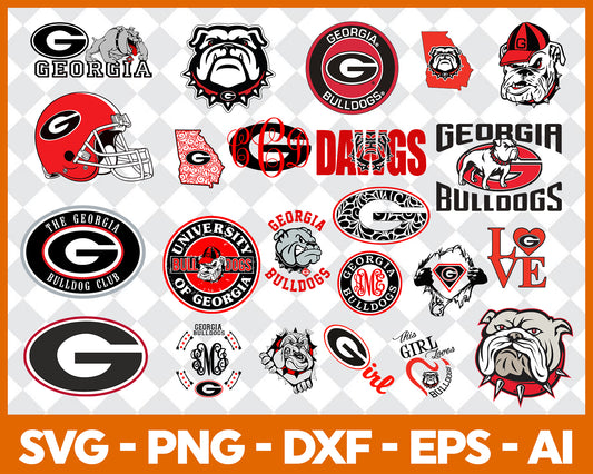 Georgia Bulldogs SVG Bundle, Georgia Bulldogs Cut file, Clipart, American Football SVG Bundle