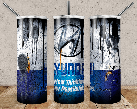 Hyundai 20oz Sublimation Tumbler Designs, Car Brands Straight Skinny Tumbler Wrap PNG