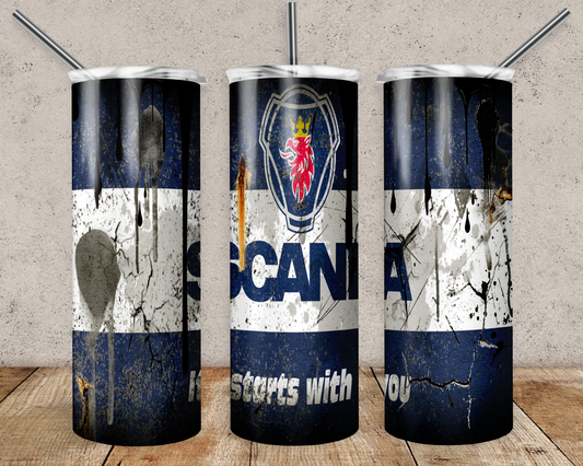 Scania 20oz Sublimation Tumbler Designs, Truck Brand Straight Skinny Tumbler Wrap PNG