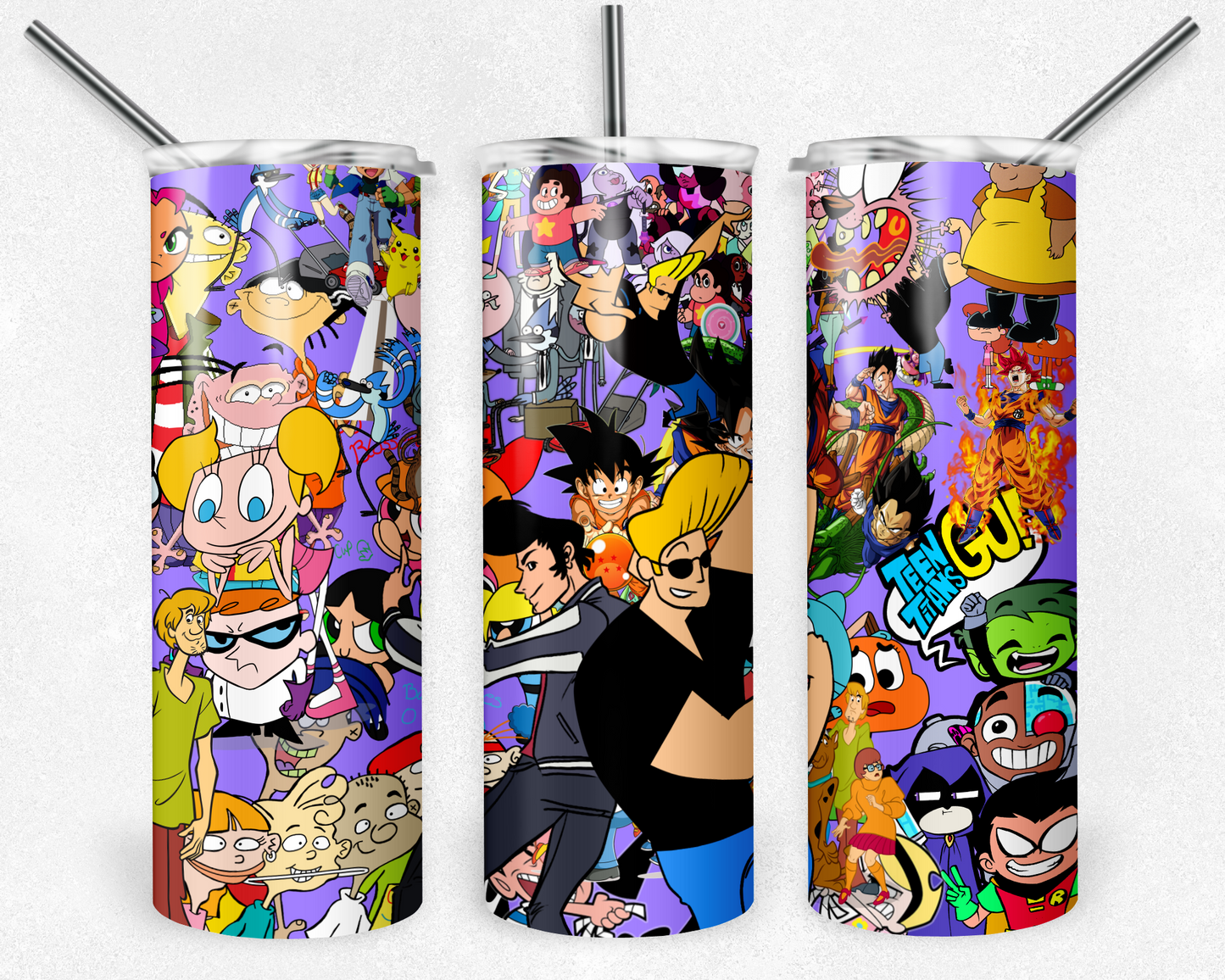 Johnny Bravo 20oz Sublimation Tumbler Designs, Cartoon Straight Skinny Tumbler Wrap PNG