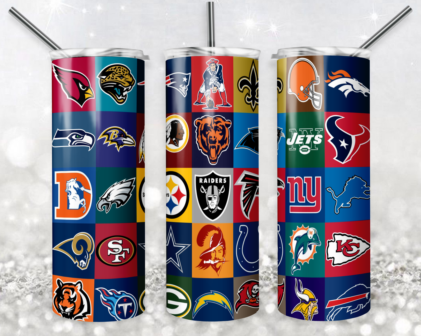 American Football Logo 20oz Sublimation Tumbler Designs, Team Logo Straight Skinny Tumbler Wrap PNG