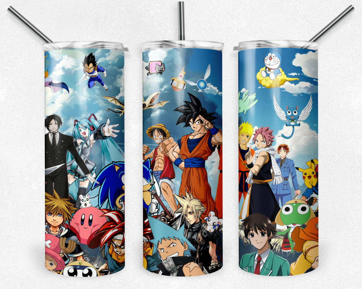 Dragon Ball Z 20oz Sublimation Tumbler Designs, Cartoon Straight Skinny Tumbler Wrap PNG