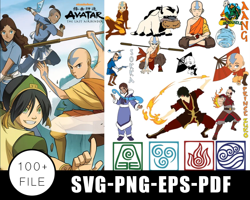 100+Avatar The Last Air Bender Vector Pack, Avatar Silhouette, Avatar PNG, Avatar SVG, Avatar The Last Air Bender Cricut Vinyl Cutting Files