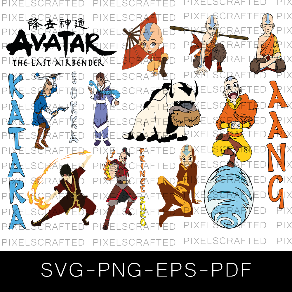 Avatar SVG Bundle, Avatar The Last Airbender Cut file, Clipart