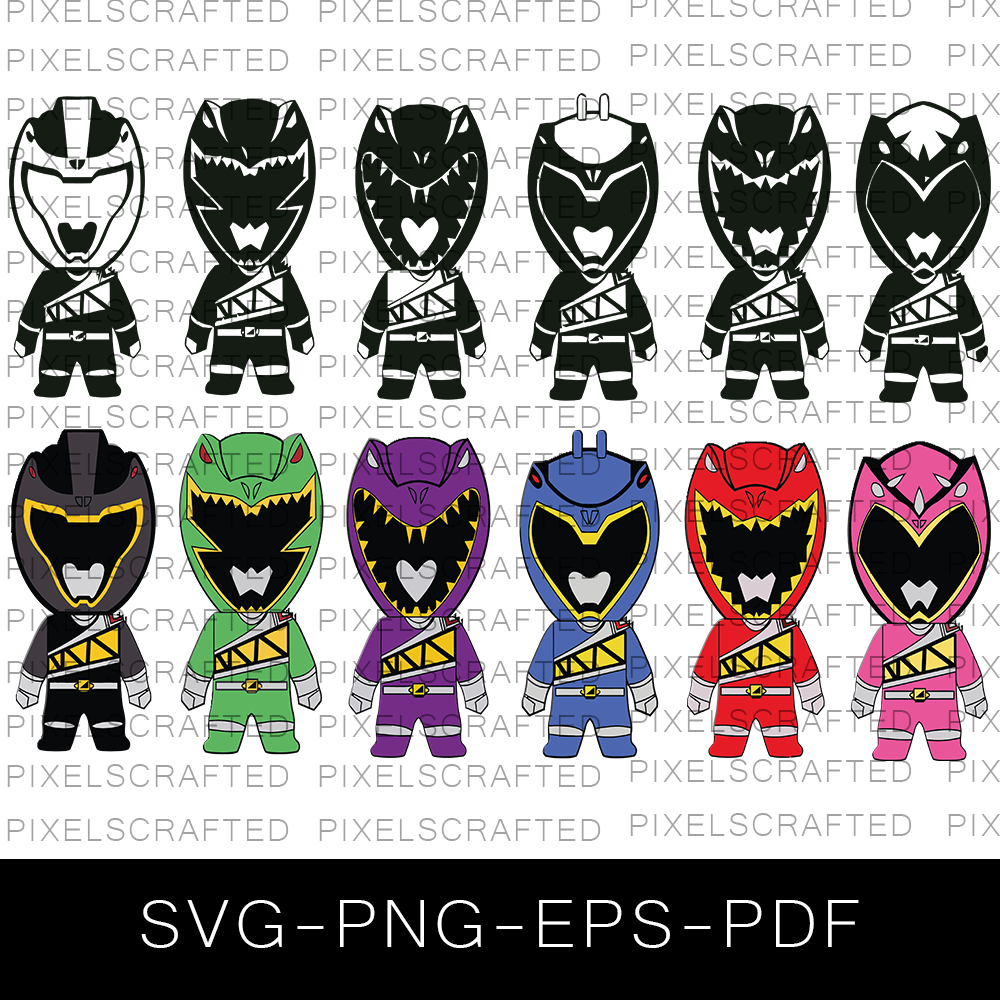 Baby Power Rangers SVG Bundle, Little Power Rangers Cut file, Clipart