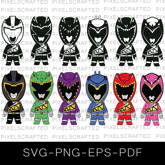 Baby Power Rangers SVG Bundle, Little Power Rangers Cut file, Clipart