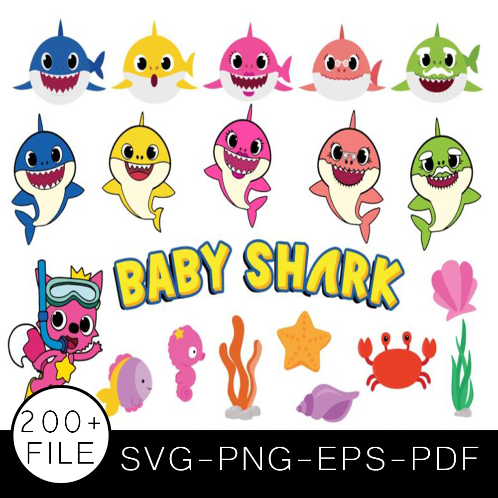 Baby Shark SVG Bundle, Baby Shark Cut file, Clipart