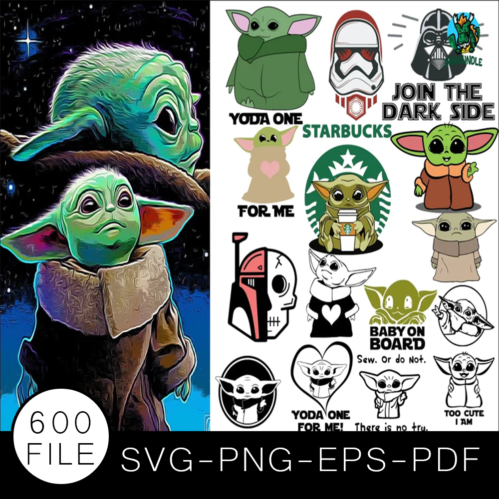 Baby Yoda SVG Bundle, Baby Yoda Cut file, Star wars Clipart