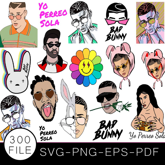 Bad Bunny SVG Bundle, Bad Bunny Vector, Bad Bunny Cut file