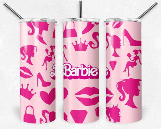 Barbie 20oz Sublimation Tumbler Designs, Barbie Straight Skinny Tumbler Wrap PNG