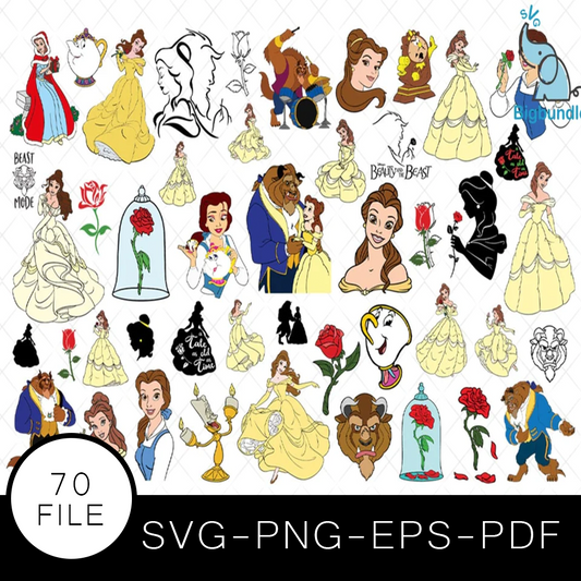 Beauty and the Beast SVG Bundle, Beauty and the Beast Cut file, Clipart, Disney Princess SVG Bundle