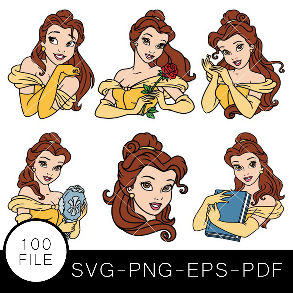 Princess Belle SVG Bundle, Princess Belle Cut file, Clipart, Disney Princess SVG Bundle