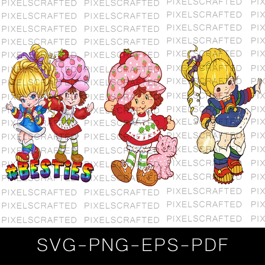 Besties SVG Bundle, Rainbow Brite Cut file, Clipart, Strawberry Shortcake SVG Bundle