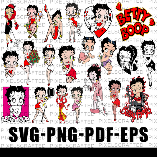 Betty Boop SVG Bundle, Betty Boop Cut file, Clipart