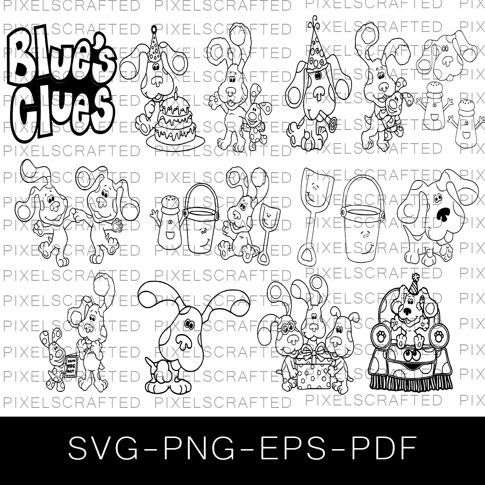 Blues Clues Silhouette SVG Bundle, Blues Clues Cut file, Clipart, Cartoon Dog SVG Bundle