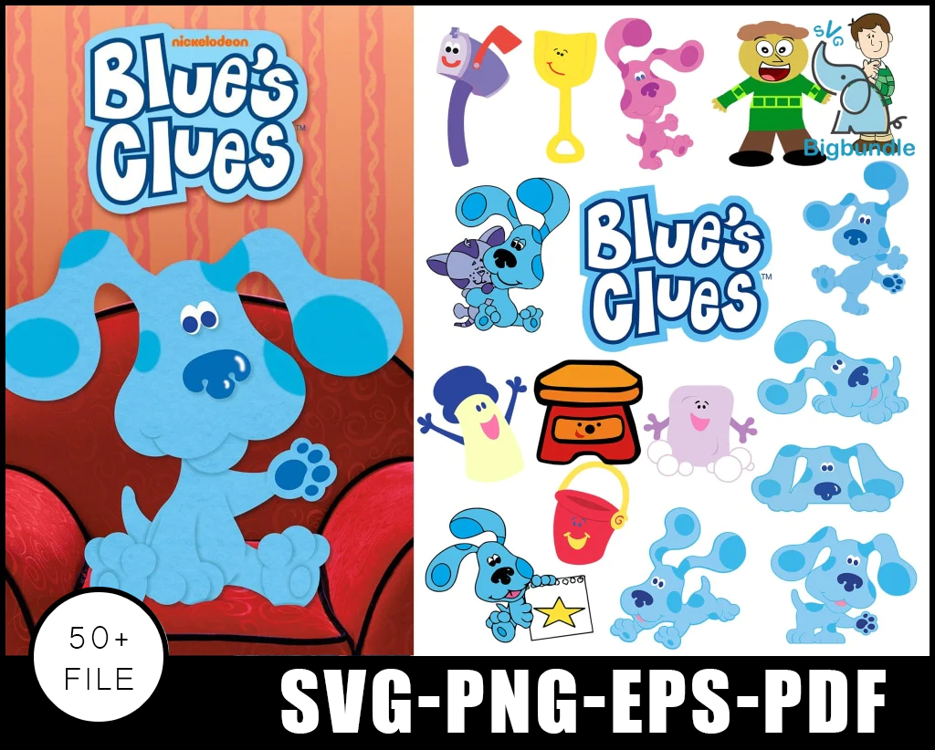 Blues Clues SVG Bundle, Blues Clues Cut file, Blues Clues Vector, Cartoon Dog Bundle SVG