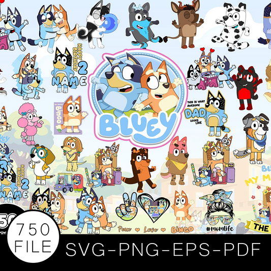 Bluey SVG Bundle, Bluey Heeler Vector, Bluey Cut file