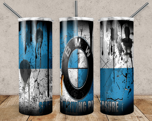 BMW Logo 20oz Sublimation Tumbler Designs, Car Brands Straight Skinny Tumbler Wrap PNG