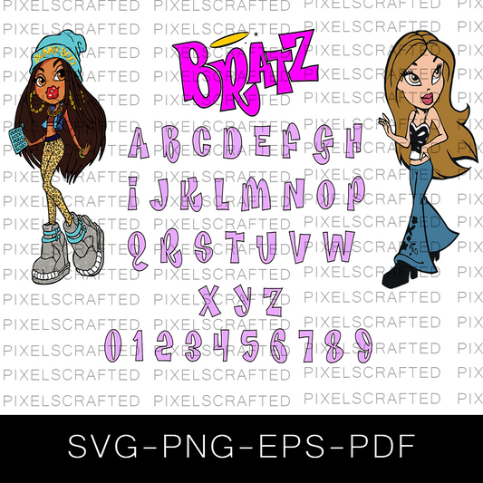 Bratz Font SVG Bundle, Bratz Letters, Bratz Alphabet, Fashion Doll SVG Bundle