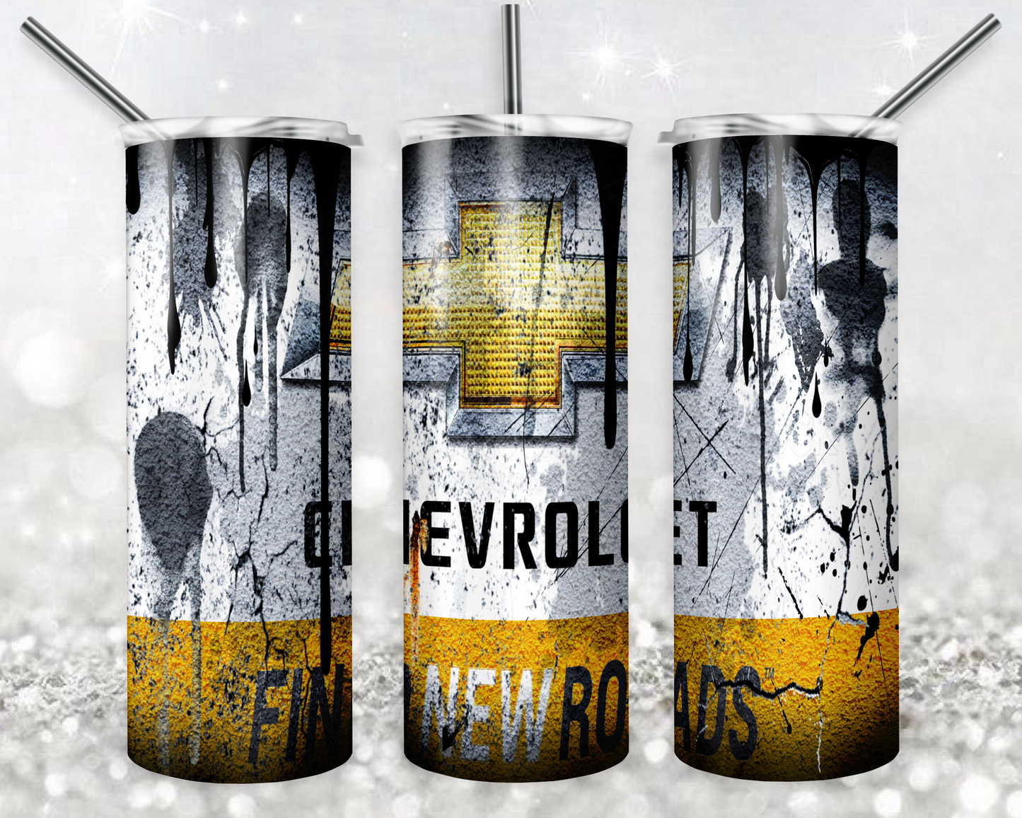 Chevrolet 20oz Sublimation Tumbler Designs, Car Brands Straight Skinny Tumbler Wrap PNG