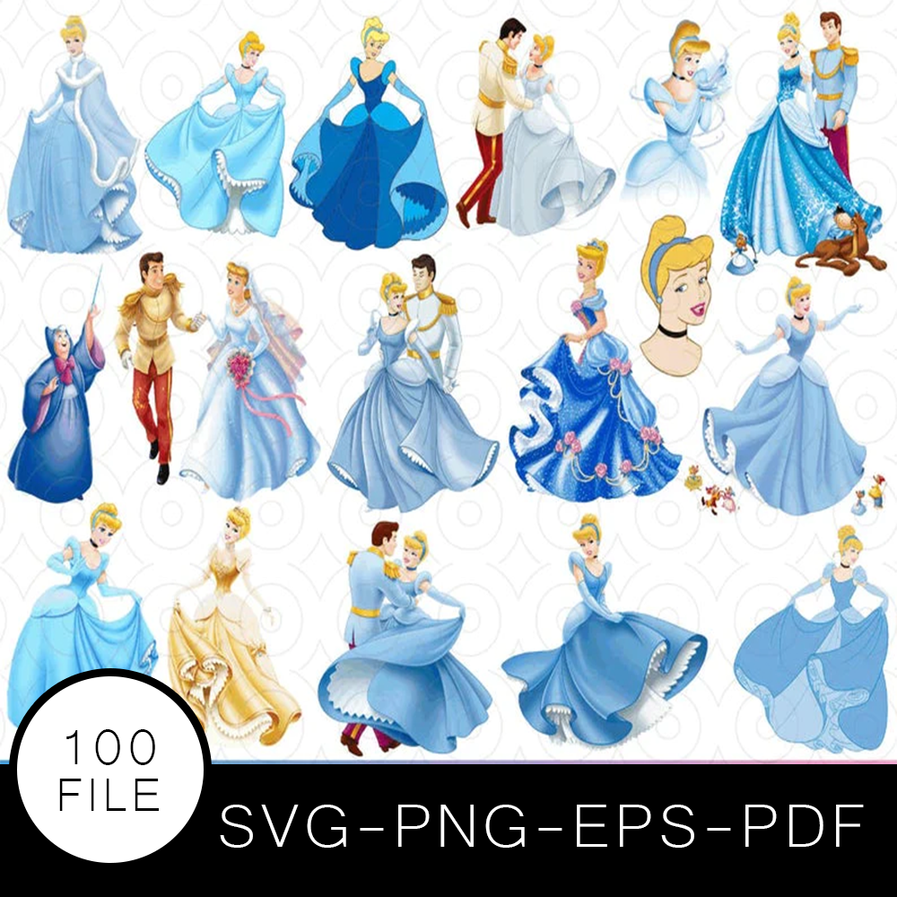 Princess Cinderella SVG Bundle, Princess Cinderella Cut file, Clipart ...